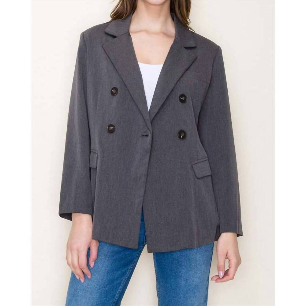 NEW STACCATO tailored loose fit lined blazer in charcoal